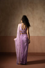 Load image into Gallery viewer, Predraped , lavender, hand embroidered net & georgette saree