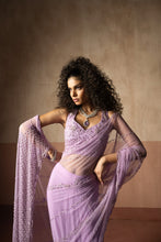 Load image into Gallery viewer, Predraped , lavender, hand embroidered net & georgette saree