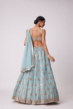 Load image into Gallery viewer, POWDER BLUE ORGANZA SEQUIN EMBROIDERED LEHENGA SET