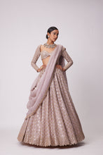 Load image into Gallery viewer, ASH PINK FLOWER EMBROIDERED LEHENGA SET