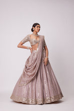Load image into Gallery viewer, ASH PINK SEQUIN EMBROIDERED LEHENGA SET
