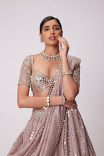 Load image into Gallery viewer, ASH PINK SEQUIN EMBROIDERED LEHENGA SET