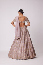 Load image into Gallery viewer, ASH PINK MIRROR FLOWER EMBROIDERED LEHENGA SET