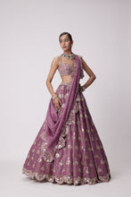 Load image into Gallery viewer, MUD MAUVE SEQUIN EMBROIDERED LEHENGA SET