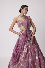 Load image into Gallery viewer, MUD MAUVE SEQUIN EMBROIDERED LEHENGA SET