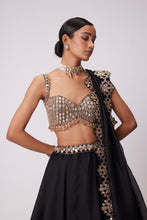 Load image into Gallery viewer, BLACK ORGANZA LEHENGA SET