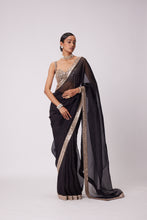 Load image into Gallery viewer, BLACK ORGANZA SAREE SET