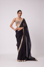 Load image into Gallery viewer, BLACK ORGANZA SAREE SET