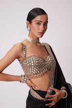 Load image into Gallery viewer, BLACK ORGANZA SAREE SET