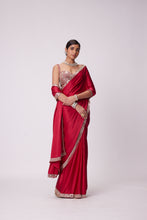Load image into Gallery viewer, CRIMSON RED SATIN SAREE SET