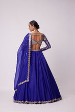Load image into Gallery viewer, PERSIAN BLUE HAND EMBROIDERED LEHENGA SET