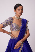 Load image into Gallery viewer, PERSIAN BLUE ORGANZA HAND EMBROIDERED LEHENGA SET