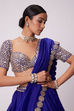 Load image into Gallery viewer, PERSIAN BLUE ORGANZA HAND EMBROIDERED LEHENGA SET