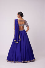 Load image into Gallery viewer, PERSIAN BLUE ORGANZA HAND EMBROIDERED LEHENGA SET