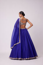 Load image into Gallery viewer, PERSIAN BLUE ORGANZA LEHENGA SET