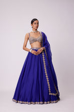 Load image into Gallery viewer, PERSIAN BLUE ORGANZA LEHENGA SET