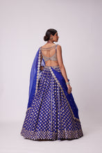 Load image into Gallery viewer, PERSIAN BLUE FLOWER LEHENGA SET