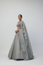 Load image into Gallery viewer, Crystal Grey Sequins Scattered Organza Lehenga Set
