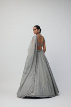 Load image into Gallery viewer, Crystal Grey Sequins Scattered Organza Lehenga Set