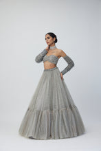 Load image into Gallery viewer, Crystal Grey Tulle Lehenga Set