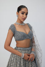 Load image into Gallery viewer, Crystal Grey Sequins Embroidered Lehenga Set
