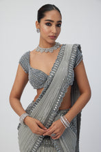 Load image into Gallery viewer, Crystal Grey Pre Draped Saree Set