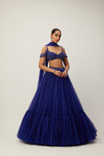 Load image into Gallery viewer, cocktail Blue Sequins Scattered Tulle Lehenga Set