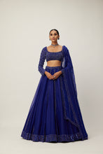 Load image into Gallery viewer, Cocktail Blue Organza Lehenga Set