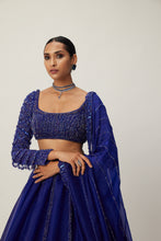 Load image into Gallery viewer, Cocktail Blue Organza Lehenga Set