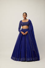 Load image into Gallery viewer, Cocktail Blue Organza Lehenga Set