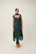 Load image into Gallery viewer, Dark Jade Green crystal Embellished Kurta Set