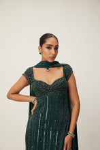 Load image into Gallery viewer, Dark Jade Green crystal Embellished Kurta Set