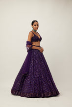Load image into Gallery viewer, Royalty Purple Crystal Embroidered Lehenga Set