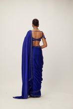 Load image into Gallery viewer, Cocktail Blue Satin Saree Set