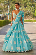 Load image into Gallery viewer, Blue Flower Lehenga Set