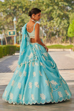 Load image into Gallery viewer, Blue Flower Lehenga Set
