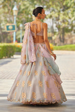 Load image into Gallery viewer, Ash Pink Flower Lehenga Set