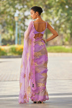 Load image into Gallery viewer, Mauve multicolor Flower Saree Set