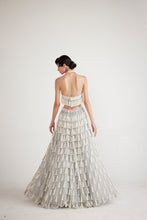 Load image into Gallery viewer, Powder Grey Chandelier Pearl Drop Crop Top Skirt Set