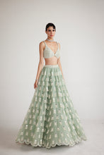 Load image into Gallery viewer, Powder Mint Green Chandelier Drop Lehenga Set