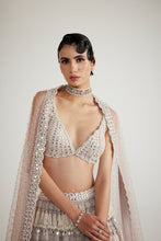 Load image into Gallery viewer, Ash Pink Chandelier Pearl Drop Lehenga Set