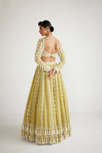 Load image into Gallery viewer, Fern Green Chandelier Pearl Drop Full Sleeve Lehenga Set
