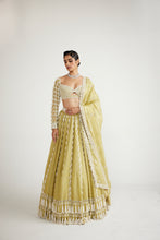 Load image into Gallery viewer, Fern Green Chandelier Pearl Drop Full Sleeve Lehenga Set