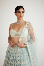 Load image into Gallery viewer, Powder Blue Chandelier Pearl Drop Lehenga Set