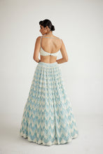 Load image into Gallery viewer, Powder Blue Chandelier Pearl Drop Lehenga Set