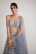 Load image into Gallery viewer, Dark Grey Chandelier Pearl Drop Lehenga Set