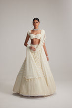 Load image into Gallery viewer, Off White Mirror and Pearl Drop Bridal lehenga set