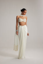 Load image into Gallery viewer, Off White Satin Draped Skirt Set