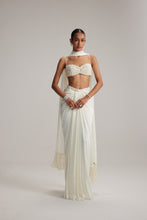 Load image into Gallery viewer, Off White Satin Draped Skirt Set