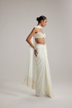Load image into Gallery viewer, Off White Satin Draped Skirt Set